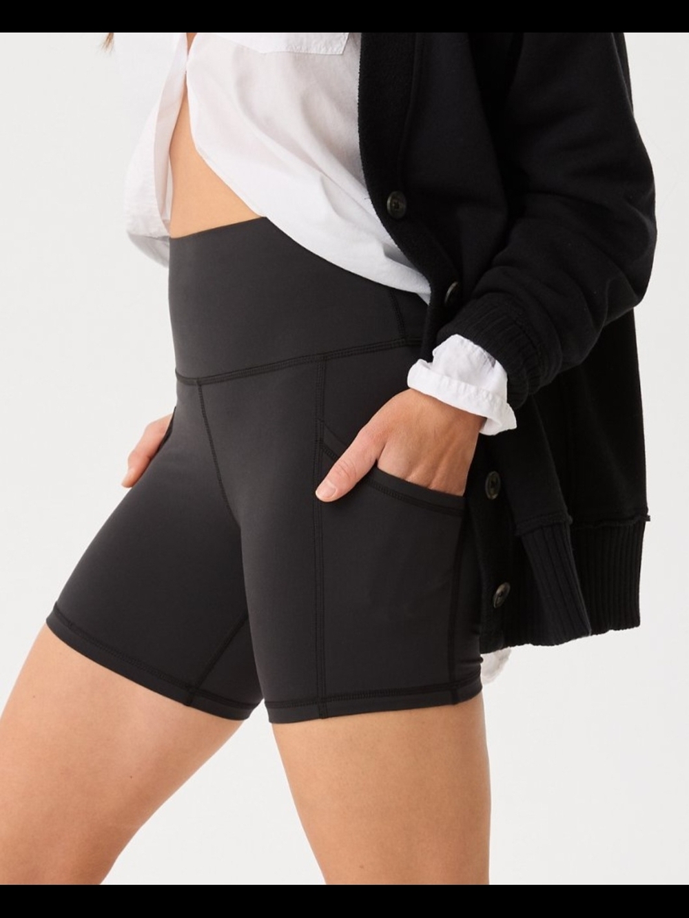 OFFLINE By Aerie The Hugger High Waisted 5" Pocket Bike Short Women's Black XS